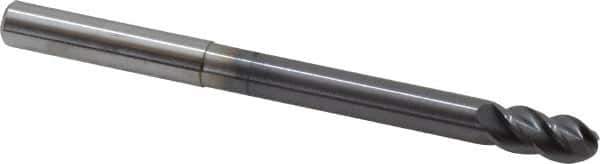 Accupro - 5/16" Diam, 5/8" LOC, 4 Flute Solid Carbide Ball End Mill - AlTiN Finish, Single End, 4" OAL, 5/16" Shank Diam, Spiral Flute - USA Tool & Supply