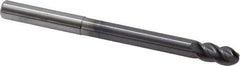 Accupro - 5/16" Diam, 5/8" LOC, 4 Flute Solid Carbide Ball End Mill - AlTiN Finish, Single End, 4" OAL, 5/16" Shank Diam, Spiral Flute - USA Tool & Supply
