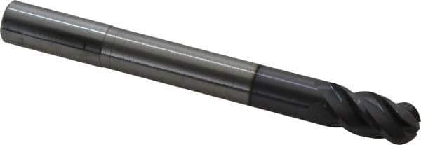 Accupro - 5/8" Diam, 1-1/4" LOC, 4 Flute Solid Carbide Ball End Mill - AlTiN Finish, Single End, 6" OAL, 5/8" Shank Diam, Spiral Flute - USA Tool & Supply