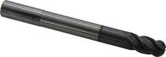 Accupro - 5/8" Diam, 1-1/4" LOC, 4 Flute Solid Carbide Ball End Mill - AlTiN Finish, Single End, 6" OAL, 5/8" Shank Diam, Spiral Flute - USA Tool & Supply
