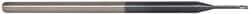 Accupro - 0.04", 0.06" LOC, 1/8" Shank Diam, 2-1/2" OAL, 3 Flute, Solid Carbide Square End Mill - Single End, AlTiN Finish, Spiral Flute, 30° Helix, Centercutting, Series Miniature - USA Tool & Supply