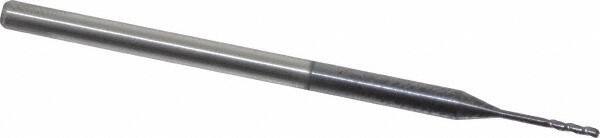 Accupro - 0.04" Diam, 0.2" LOC, 3 Flute Solid Carbide Ball End Mill - AlTiN Finish, Single End, 2-1/2" OAL, 1/8" Shank Diam, Spiral Flute - USA Tool & Supply