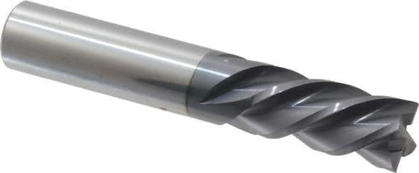 Accupro - 1/2", 1" LOC, 1/2" Shank Diam, 3" OAL, 4 Flute, Solid Carbide Square End Mill - Single End, AlTiN Finish, Spiral Flute, 40° Helix, Centercutting, Right Hand Cut, Left Hand Flute - USA Tool & Supply