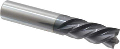 Accupro - 1/2", 1" LOC, 1/2" Shank Diam, 3" OAL, 4 Flute, Solid Carbide Square End Mill - Single End, AlTiN Finish, Spiral Flute, 40° Helix, Centercutting, Right Hand Cut, Left Hand Flute - USA Tool & Supply