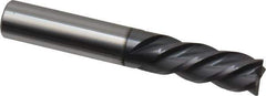 Accupro - 3/8", 7/8" LOC, 3/8" Shank Diam, 2-1/2" OAL, 4 Flute, Solid Carbide Square End Mill - Single End, AlTiN Finish, Spiral Flute, 40° Helix, Centercutting, Right Hand Cut, Left Hand Flute - USA Tool & Supply