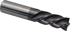 Accupro - 3/4", 1-1/2" LOC, 3/4" Shank Diam, 4" OAL, 4 Flute, Solid Carbide Square End Mill - Single End, AlTiN Finish, Spiral Flute, 40° Helix, Centercutting, Right Hand Cut, Left Hand Flute - USA Tool & Supply