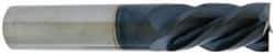 Accupro - 1/4", 3/4" LOC, 1/4" Shank Diam, 2-1/2" OAL, 4 Flute, Solid Carbide Square End Mill - Single End, AlTiN Finish, Spiral Flute, 40° Helix, Centercutting, Right Hand Cut, Left Hand Flute - USA Tool & Supply