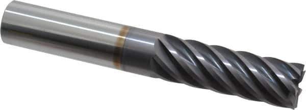 Accupro - 3/4", 2-1/4" LOC, 3/4" Shank Diam, 5" OAL, 7 Flute, Solid Carbide Square End Mill - Single End, AlTiN Finish, Spiral Flute, 37.50° Helix, Centercutting, Right Hand Cut, Right Hand Flute - USA Tool & Supply