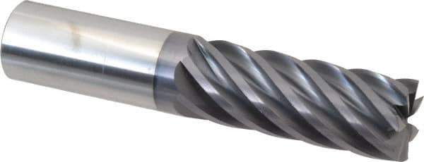 Accupro - 1", 2-5/8" LOC, 1" Shank Diam, 5" OAL, 7 Flute, Solid Carbide Square End Mill - Single End, AlTiN Finish, Spiral Flute, 37.50° Helix, Centercutting, Right Hand Cut, Right Hand Flute - USA Tool & Supply