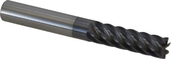 Accupro - 3/8", 1-1/4" LOC, 3/8" Shank Diam, 3" OAL, 7 Flute, Solid Carbide Square End Mill - Single End, AlTiN Finish, Spiral Flute, 37.50° Helix, Centercutting, Right Hand Cut, Right Hand Flute - USA Tool & Supply