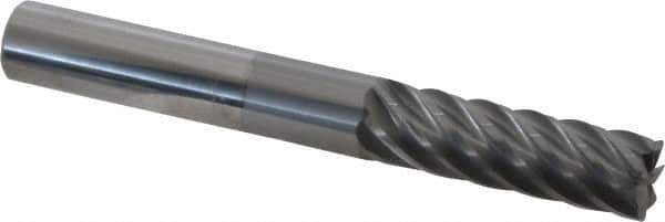 Accupro - 1/2", 7 Flute, Single End, Solid Carbide, 0.02" Corner Radius End Mill - 4" OAL, 37° Helix, Right Hand Flute, 1-5/8" LOC, Right Hand Cut - USA Tool & Supply
