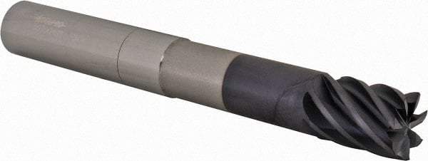 Accupro - 3/4", 1" LOC, 3/4" Shank Diam, 6" OAL, 7 Flute, Solid Carbide Square End Mill - Single End, AlTiN Finish, Spiral Flute, 37.50° Helix, Centercutting, Right Hand Cut, Right Hand Flute - USA Tool & Supply