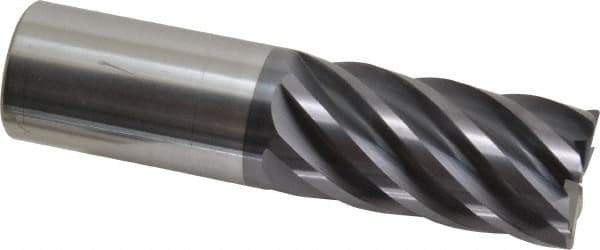 Accupro - 1", 7 Flute, Single End, Solid Carbide, 0.03" Corner Radius End Mill - 4" OAL, 37° Helix, Right Hand Flute, 2" LOC, Right Hand Cut - USA Tool & Supply