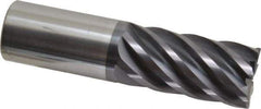 Accupro - 1", 7 Flute, Single End, Solid Carbide, 0.03" Corner Radius End Mill - 4" OAL, 37° Helix, Right Hand Flute, 2" LOC, Right Hand Cut - USA Tool & Supply