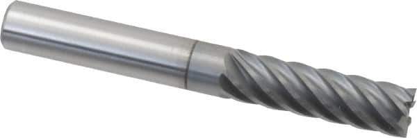 Accupro - 3/8", 1-1/4" LOC, 3/8" Shank Diam, 3" OAL, 7 Flute, Solid Carbide Square End Mill - Single End, nACRo Finish, Spiral Flute, 37.50° Helix, Centercutting, Right Hand Cut, Right Hand Flute - USA Tool & Supply