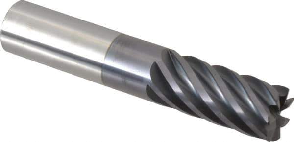 Accupro - 3/4", 7 Flute, Single End, Solid Carbide, 0.03" Corner Radius End Mill - 4" OAL, 37° Helix, Right Hand Flute, 1-5/8" LOC, Right Hand Cut - USA Tool & Supply