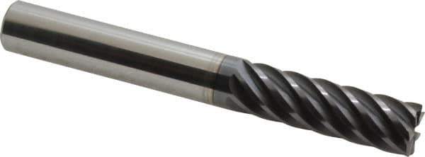 Accupro - 1/2", 7 Flute, Single End, Solid Carbide, 0.02" Corner Radius End Mill - 4" OAL, 37° Helix, Right Hand Flute, 1-5/8" LOC, Right Hand Cut - USA Tool & Supply