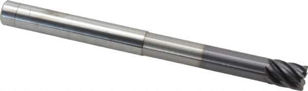 Accupro - 1/2", 7 Flute, Single End, Solid Carbide, 0.03" Corner Radius End Mill - 6" OAL, 38° Helix, Right Hand Flute, 5/8" LOC, Right Hand Cut, 3-1/8" Extended Reach - USA Tool & Supply