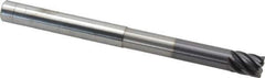 Accupro - 1/2", 7 Flute, Single End, Solid Carbide, 0.03" Corner Radius End Mill - 6" OAL, 38° Helix, Right Hand Flute, 5/8" LOC, Right Hand Cut, 3-1/8" Extended Reach - USA Tool & Supply