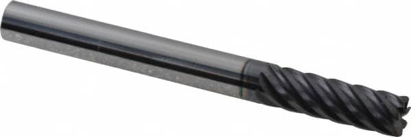 Accupro - 1/4" Diam 7 Flute Solid Carbide 0.02" Corner Radius End Mill - USA Tool & Supply