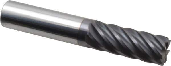 Accupro - 1/2", 7 Flute, Single End, Solid Carbide, 0.03" Corner Radius End Mill - 3" OAL, 37° Helix, Right Hand Flute, 1-1/4" LOC, Right Hand Cut - USA Tool & Supply