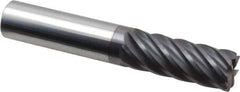 Accupro - 1/2", 7 Flute, Single End, Solid Carbide, 0.03" Corner Radius End Mill - 3" OAL, 37° Helix, Right Hand Flute, 1-1/4" LOC, Right Hand Cut - USA Tool & Supply