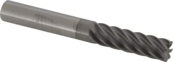 Accupro - 3/8", 7 Flute, Single End, Solid Carbide, 0.03" Corner Radius End Mill - 3" OAL, 37° Helix, Right Hand Flute, 1-1/4" LOC, Right Hand Cut - USA Tool & Supply