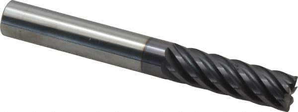 Accupro - 1/2", 7 Flute, Single End, Solid Carbide, 0.03" Corner Radius End Mill - 4" OAL, 37° Helix, Right Hand Flute, 1-5/8" LOC, Right Hand Cut - USA Tool & Supply