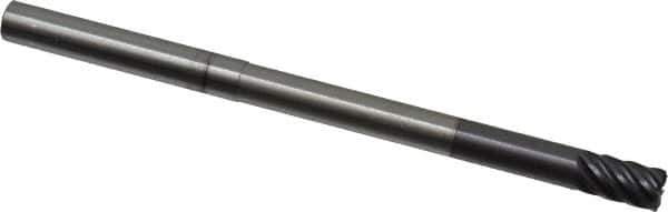 Accupro - 1/4", 7 Flute, Single End, Solid Carbide, 0.02" Corner Radius End Mill - 4" OAL, 38° Helix, Right Hand Flute, 3/8" LOC, Right Hand Cut, 2-1/2" Extended Reach - USA Tool & Supply