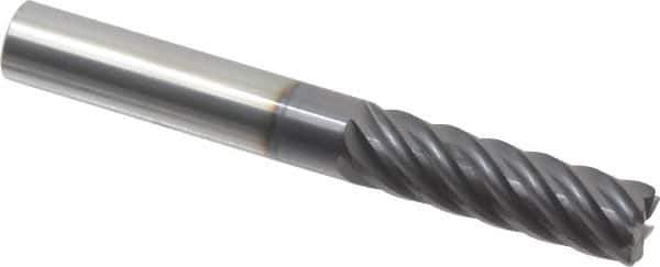 Accupro - 3/8", 7 Flute, Single End, Solid Carbide, 0.03" Corner Radius End Mill - 3" OAL, 37° Helix, Right Hand Flute, 1-1/4" LOC, Right Hand Cut - USA Tool & Supply