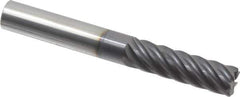 Accupro - 3/8", 7 Flute, Single End, Solid Carbide, 0.03" Corner Radius End Mill - 3" OAL, 37° Helix, Right Hand Flute, 1-1/4" LOC, Right Hand Cut - USA Tool & Supply