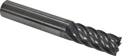 Accupro - 3/8", 7/8" LOC, 3/8" Shank Diam, 2-1/2" OAL, 7 Flute, Solid Carbide Square End Mill - Single End, nACRo Finish, Spiral Flute, 37.50° Helix, Centercutting, Right Hand Cut, Right Hand Flute - USA Tool & Supply