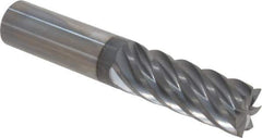 Accupro - 5/8", 1-5/8" LOC, 5/8" Shank Diam, 3-1/2" OAL, 7 Flute, Solid Carbide Square End Mill - Single End, nACRo Finish, Spiral Flute, 37.50° Helix, Centercutting, Right Hand Cut, Right Hand Flute - USA Tool & Supply