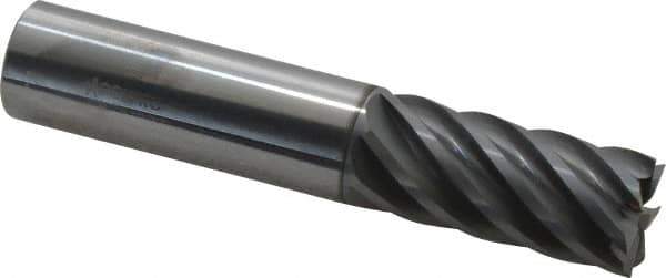 Accupro - 3/4", 1-5/8" LOC, 3/4" Shank Diam, 4" OAL, 7 Flute, Solid Carbide Square End Mill - Single End, nACRo Finish, Spiral Flute, 37.50° Helix, Centercutting, Right Hand Cut, Right Hand Flute - USA Tool & Supply
