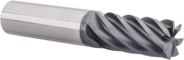 Accupro - 3/4", 1-5/8" LOC, 3/4" Shank Diam, 4" OAL, 7 Flute, Solid Carbide Square End Mill - Single End, AlTiN Finish, Spiral Flute, 37.50° Helix, Centercutting, Right Hand Cut, Right Hand Flute - USA Tool & Supply