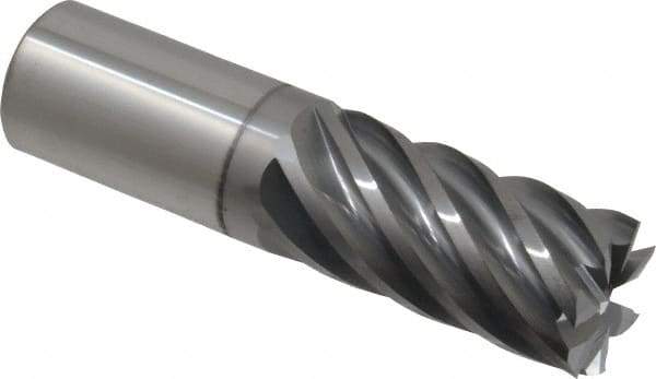 Accupro - 1", 2" LOC, 1" Shank Diam, 4" OAL, 7 Flute, Solid Carbide Square End Mill - Single End, nACRo Finish, Spiral Flute, 37.50° Helix, Centercutting, Right Hand Cut, Right Hand Flute - USA Tool & Supply