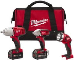 Milwaukee Tool - 18 Volt Cordless Tool Combination Kit - USA Tool & Supply