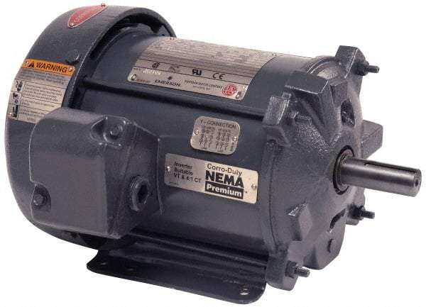 US Motors - 1.5 hp, TEFC Enclosure, No Thermal Protection, 1,750 RPM, 230/460 Volt, 60 Hz, Three Phase Premium Efficient Motor - Size 145T Frame, Rigid Mount, 1 Speed, Ball Bearings, 4.3/2.1 Full Load Amps, F Class Insulation, Reversible - USA Tool & Supply