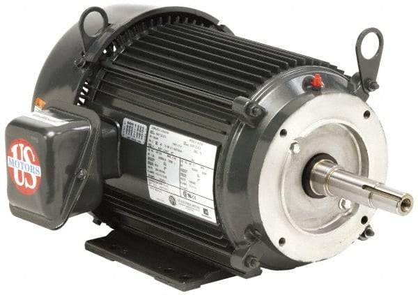 US Motors - 1 hp, TEFC Enclosure, No Thermal Protection, 3,490 RPM, 208-230/460 Volt, 60 Hz, Three Phase Standard Efficient Motor - Size 56J Frame, Rigid Mount, 1 Speed, Ball Bearings, 3.6-3.2/1.6 Full Load Amps, F Class Insulation, Reversible - USA Tool & Supply