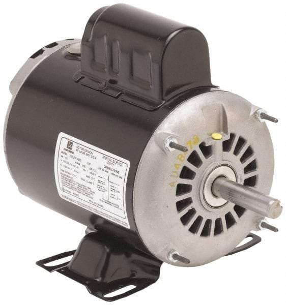 US Motors - 1 hp, ODP Enclosure, No Thermal Protection, 1,740 RPM, 115/230 Volt, 60 Hz, Single Phase Permanent Split Capacitor (PSC) Motor - Size 182 Frame, Rigid Mount, 1 Speed, Ball Bearings, 14.4/7.2 Full Load Amps, F Class Insulation, Reversible - USA Tool & Supply
