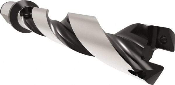 Allied Machine and Engineering - Series 26, 26 to 28.99mm Diam, 32mm Diam Straight Shank with Flange, Helical Flute Spade Drill - 145mm Max Depth, 186.1mm Body Length, 246.1mm OAL, Standard Length, Through Coolant - USA Tool & Supply