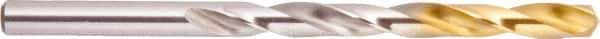 National Twist Drill - Letter J 135° High Speed Steel Jobber Drill - TiN Finish, Right Hand Cut, Spiral Flute, Straight Shank, 4-1/8" OAL, Split Point - USA Tool & Supply