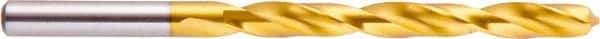 National Twist Drill - 31/64" 118° High Speed Steel Jobber Drill - TiN Finish, Right Hand Cut, Spiral Flute, Straight Shank, 5-7/8" OAL - USA Tool & Supply