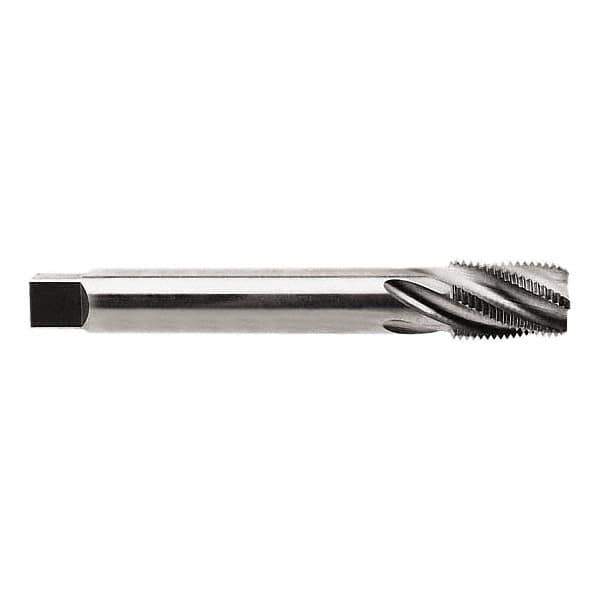Regal Cutting Tools - 1/4-18 NPTF, 4 Flutes, Taper Chamfer, Bright Finish, High Speed Steel, Spiral Flute Pipe Tap - Right Hand Flute, 9/16" Shank Diam, 15/16" Thread Length, 3/8" Square Size, - USA Tool & Supply