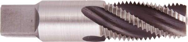 Regal Cutting Tools - 1/8-27 NPTF, 4 Flutes, Taper Chamfer, Bright Finish, High Speed Steel, Spiral Flute Pipe Tap - Right Hand Flute, 7/16" Shank Diam, 3/4" Thread Length, 0.3120" Projection, 3/8" Square Size, - USA Tool & Supply