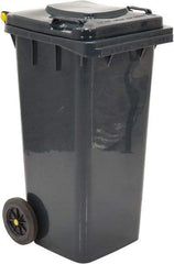 Vestil - 32 Gal Gray Square Trash Can - Polyethylene, None Graphic, 38" High x 21-13/16" Long x 18-3/4" Wide, Lid Included - USA Tool & Supply