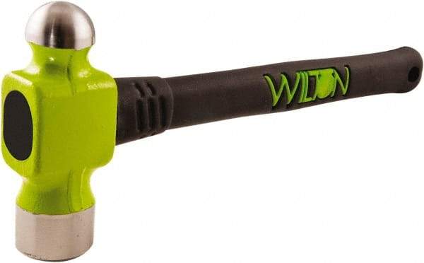 Wilton - 2 Lb Head Drop Forged Steel Ball Pein Hammer - Steel Handle with Grip, 14" OAL, Steel Rods Throughout for Added Strength - USA Tool & Supply