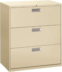 Hon - 36" Wide x 40.88" High x 19-1/4" Deep, 3 Drawer Lateral File - Steel, Putty - USA Tool & Supply