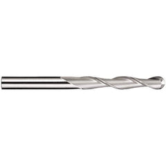 SGS - 1/2" Diam, 3" LOC, 2 Flute Solid Carbide Ball End Mill - TiN Finish, Single End, 6" OAL, 1/2" Shank Diam, Spiral Flute - USA Tool & Supply