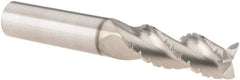 SGS - 3/8" Diam, 1" LOC, 3 Flute Solid Carbide 0.01" Corner Radius Roughing End Mill - TiB2 Finish, 2-1/2" OAL, 3/8" Shank Diam, Single End, Centercutting, 38° Helix - USA Tool & Supply
